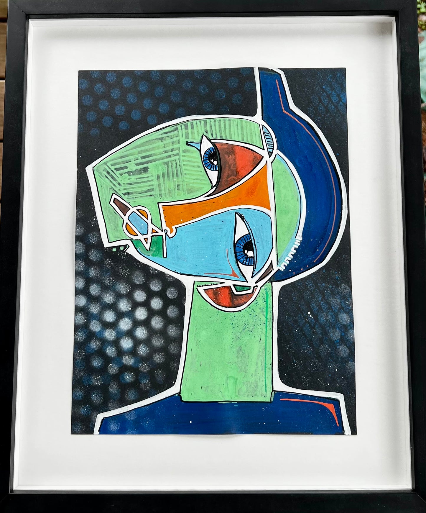 Work 1 Joel Blenz X AM Collaboration Series, 2024 Acrylic and spray paint on paper | 9" × 12" | Framed