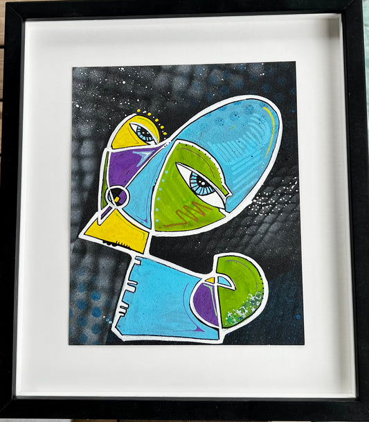 Work 2 Joel Blenz X AM Collaboration Series, 2024 Acrylic and spray paint on paper | 9" × 12" | Framed