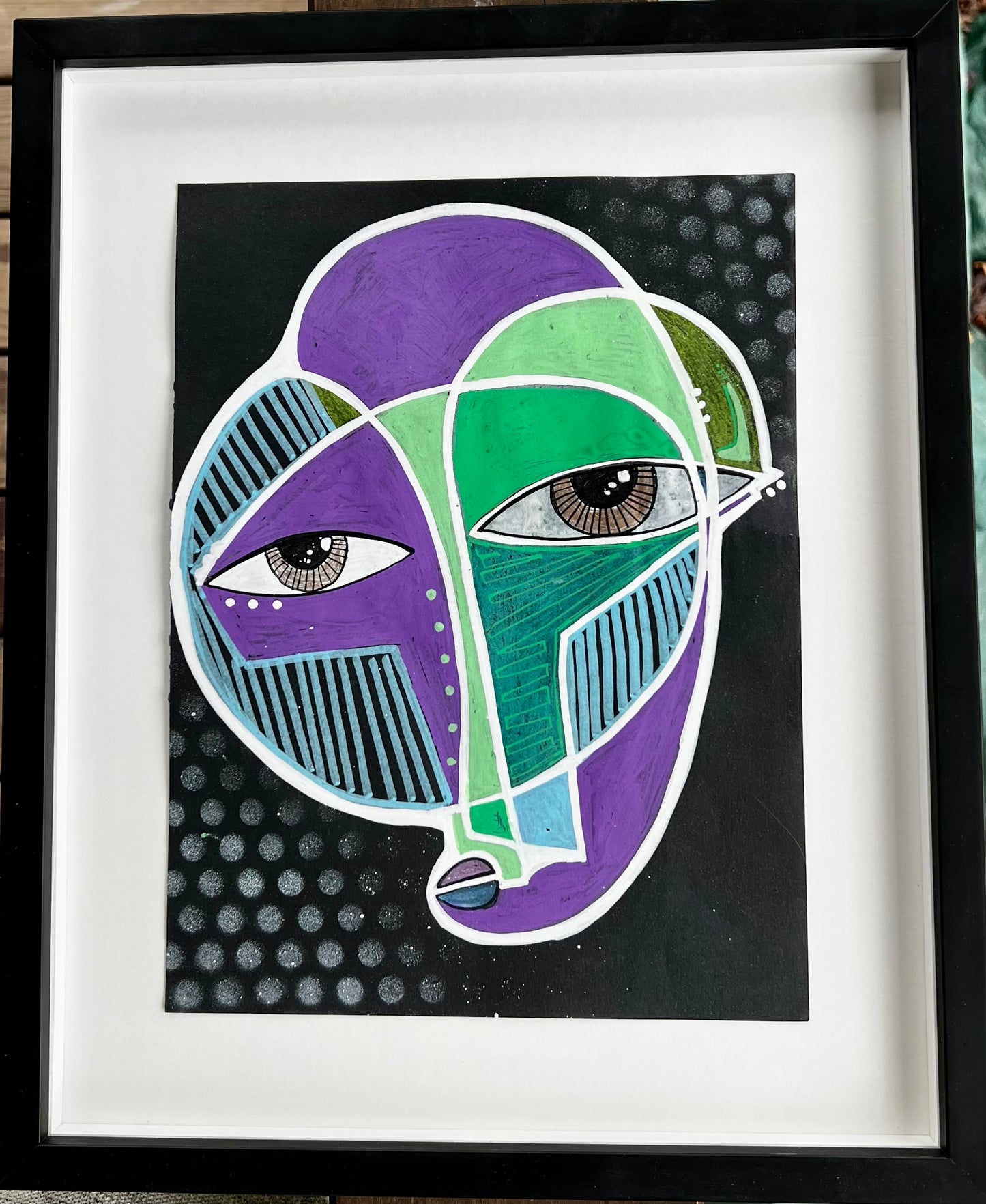 Work 4 Joel Blenz X AM Collaboration Series, 2024 Acrylic and spray paint on paper | 9" × 12" | Framed